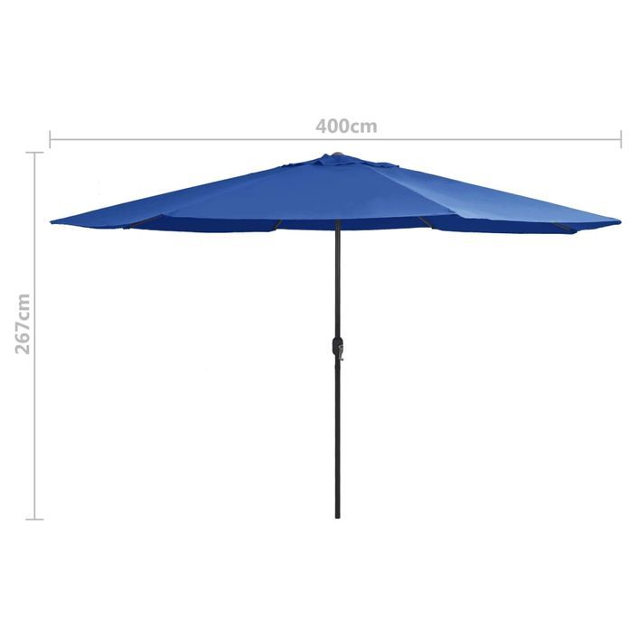 Parasol d'extérieur avec mât en métal 400 cm Bleu azuré - Photo n°7
