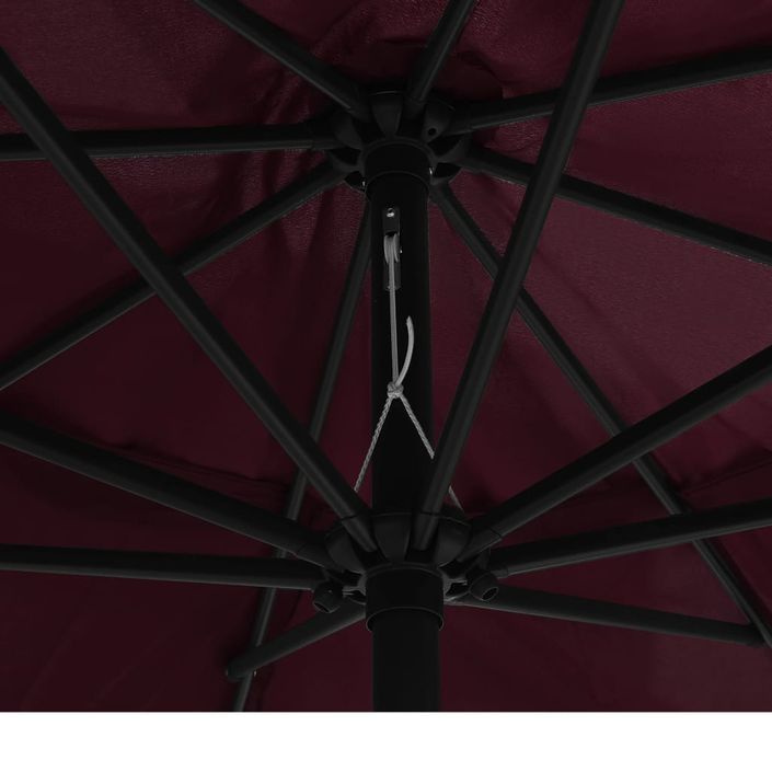 Parasol d'extérieur avec mât en métal 400 cm Rouge bordeaux - Photo n°2