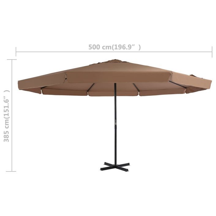 Parasol d'extérieur avec poteau en aluminium 500 cm Taupe - Photo n°7