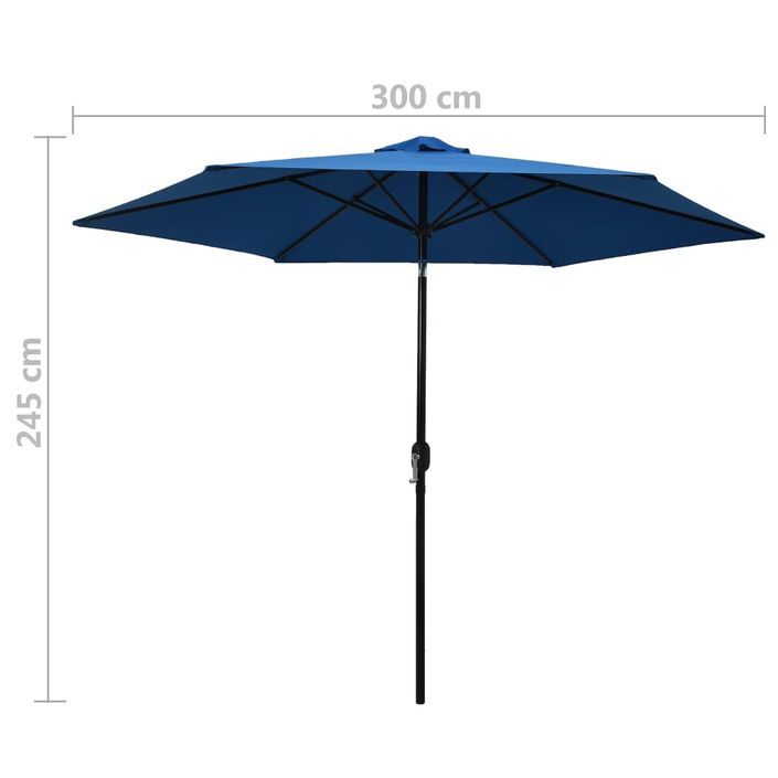 Parasol d'extérieur avec poteau en métal 300 cm Azuré - Photo n°7