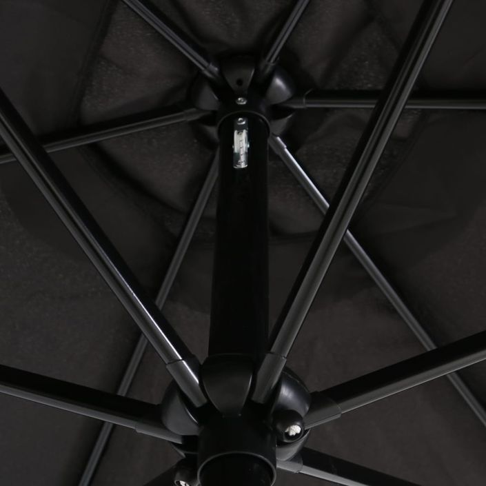 Parasol d'extérieur avec poteau en métal 300 cm Noir - Photo n°2