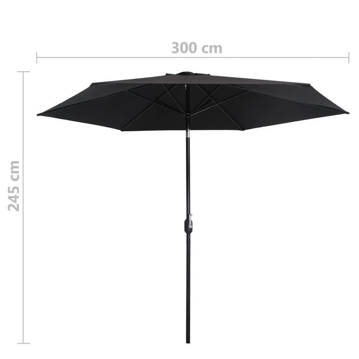 Parasol d'extérieur avec poteau en métal 300 cm Noir - Photo n°7