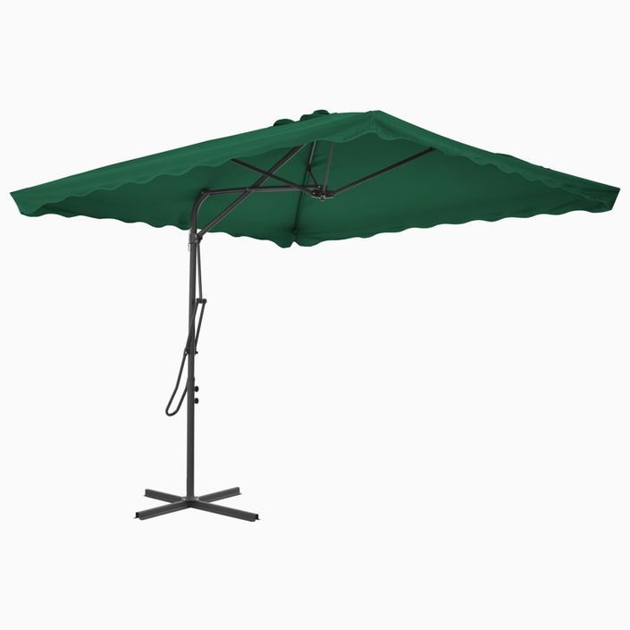 Parasol d'extérieur déporté avec mât en acier 250 x 250 cm Vert - Photo n°3