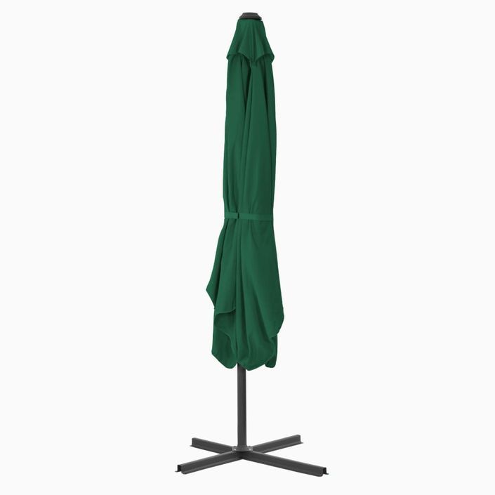 Parasol d'extérieur déporté avec mât en acier 250 x 250 cm Vert - Photo n°4