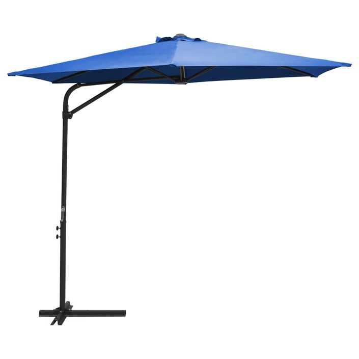 Parasol d'extérieur déporté avec mât en acier 300 cm Bleu azuré - Photo n°1