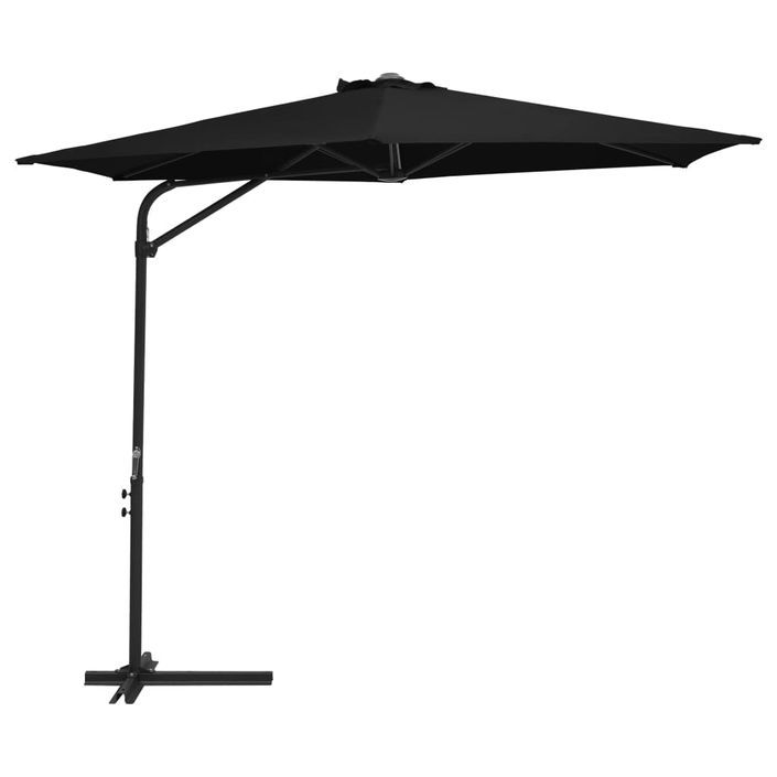 Parasol d'extérieur déporté avec mât en acier 300 cm Noir - Photo n°1