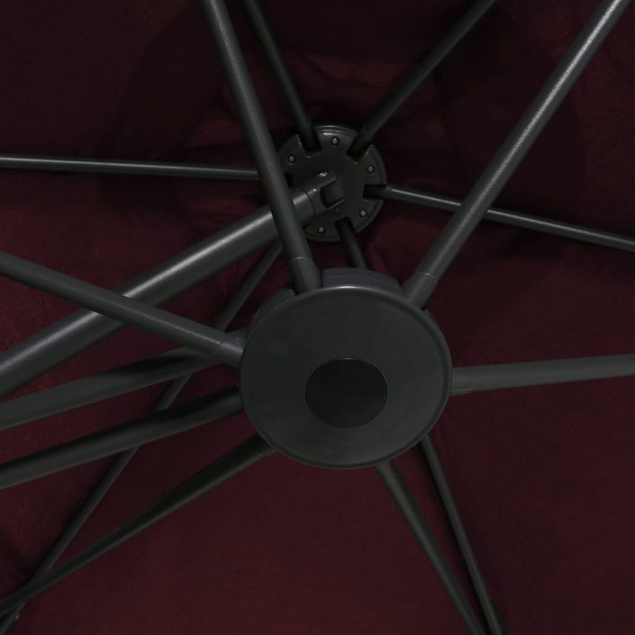 Parasol d'extérieur déporté avec mât en acier 300 cm Rouge bordeaux - Photo n°2