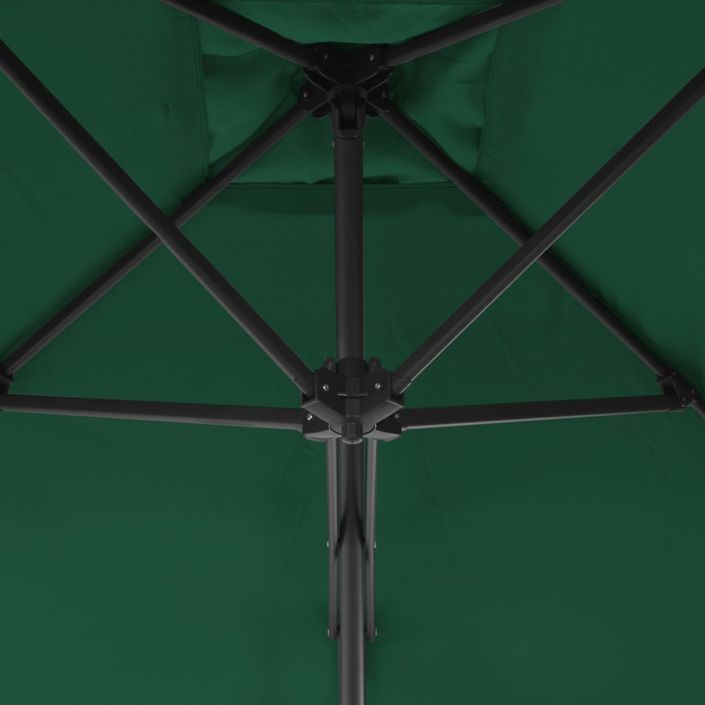 Parasol d'extérieur déporté avec mât en acier 300 cm Vert - Photo n°2