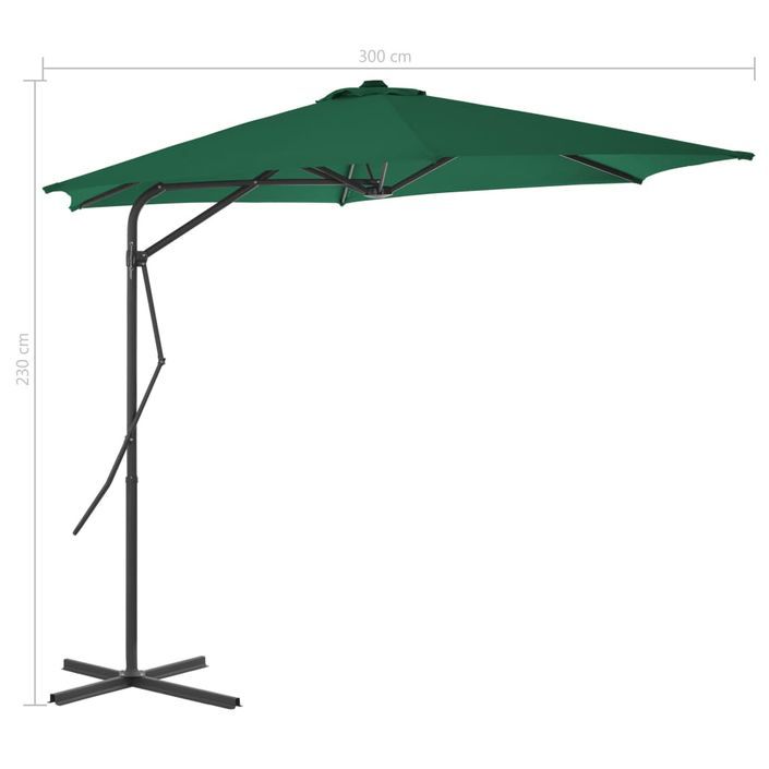 Parasol d'extérieur déporté avec mât en acier 300 cm Vert - Photo n°7