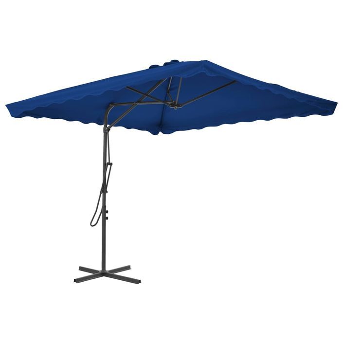 Parasol d'extérieur déporté avec mât en acier Bleu 250x250x230 cm - Photo n°1