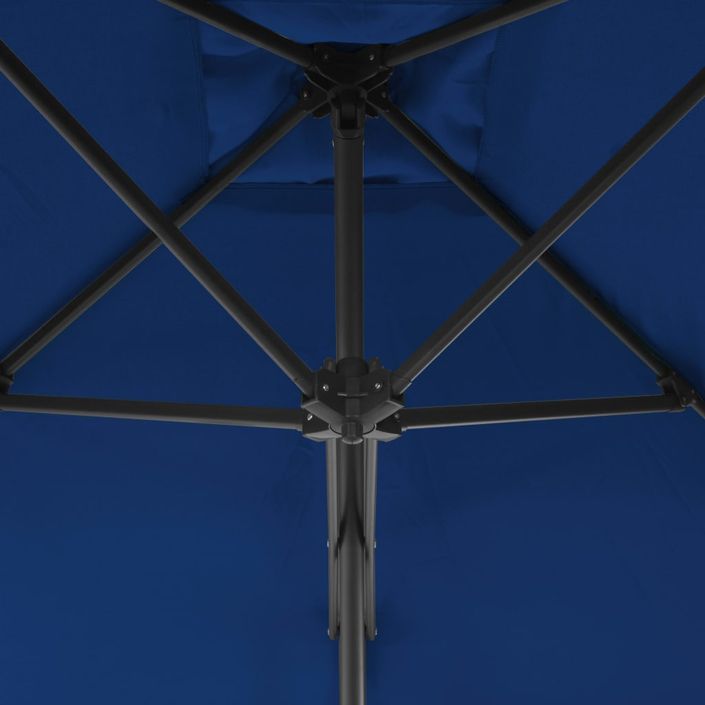 Parasol d'extérieur déporté avec mât en acier Bleu 250x250x230 cm - Photo n°2