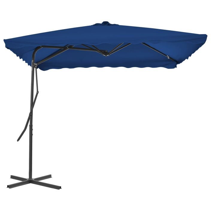 Parasol d'extérieur déporté avec mât en acier Bleu 250x250x230 cm - Photo n°3