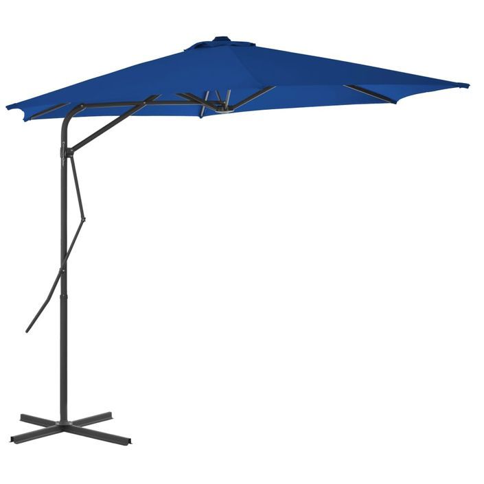 Parasol d'extérieur déporté avec mât en acier Bleu 300x230 cm - Photo n°1