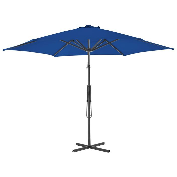 Parasol d'extérieur déporté avec mât en acier Bleu 300x230 cm - Photo n°4