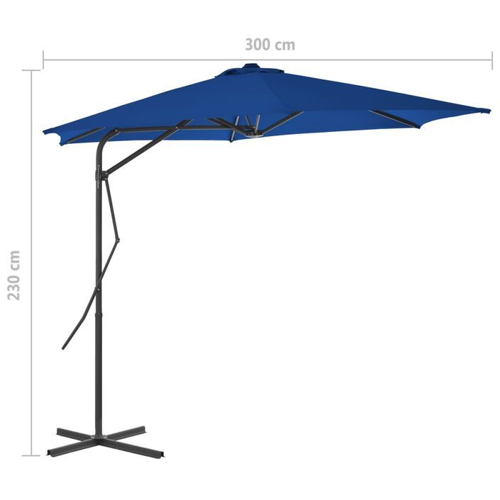 Parasol d'extérieur déporté avec mât en acier Bleu 300x230 cm - Photo n°7