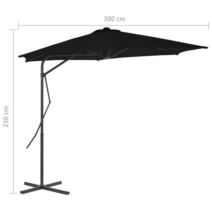 Parasol d'extérieur déporté avec mât en acier Noir 300x230 cm - Photo n°7