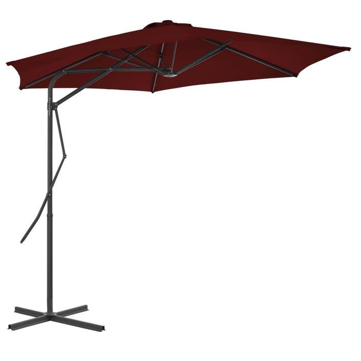 Parasol d'extérieur déporté avec mât en acier Rouge bordeaux 300x230 cm - Photo n°1