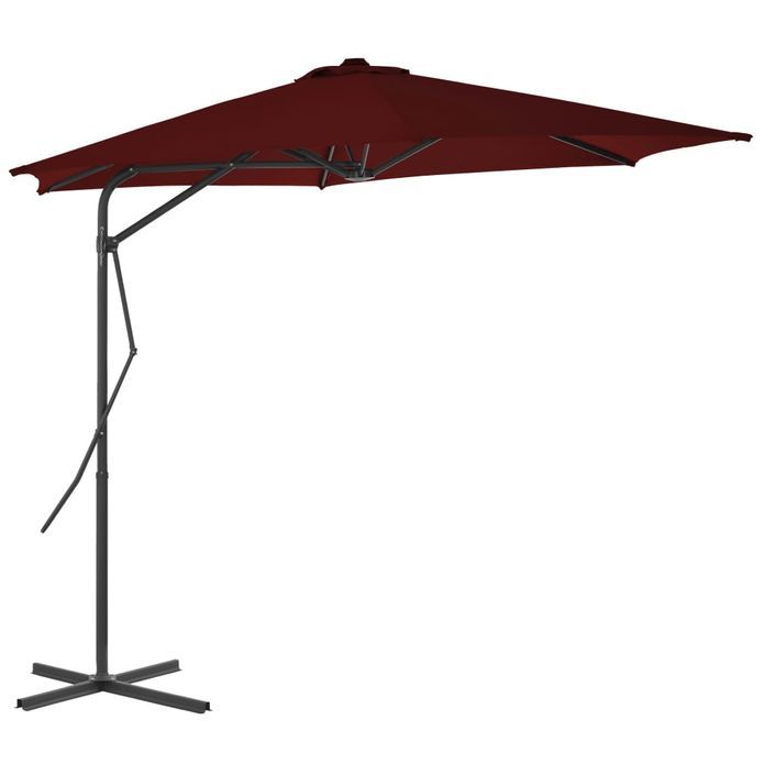 Parasol d'extérieur déporté avec mât en acier Rouge bordeaux 300x230 cm - Photo n°3