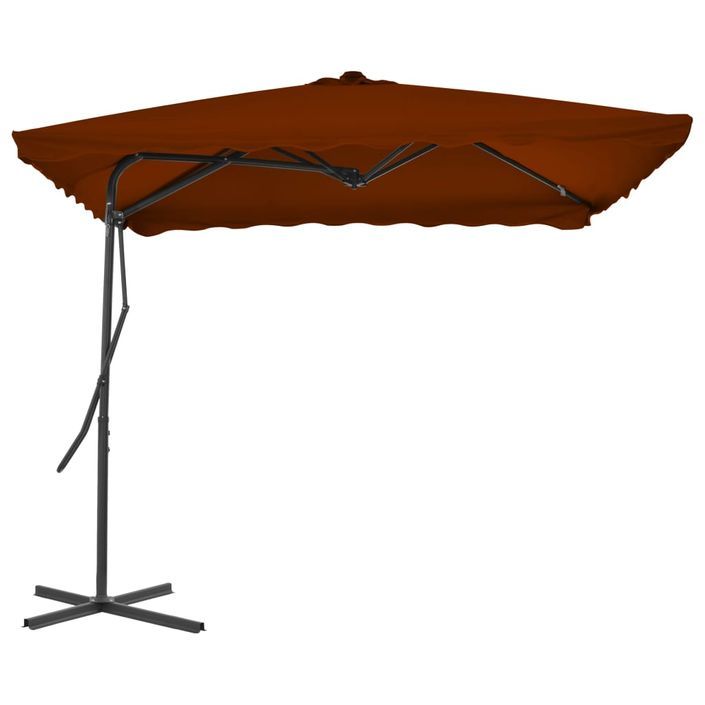 Parasol d'extérieur déporté avec mât en acier Terre cuite 250x250x230cm - Photo n°3