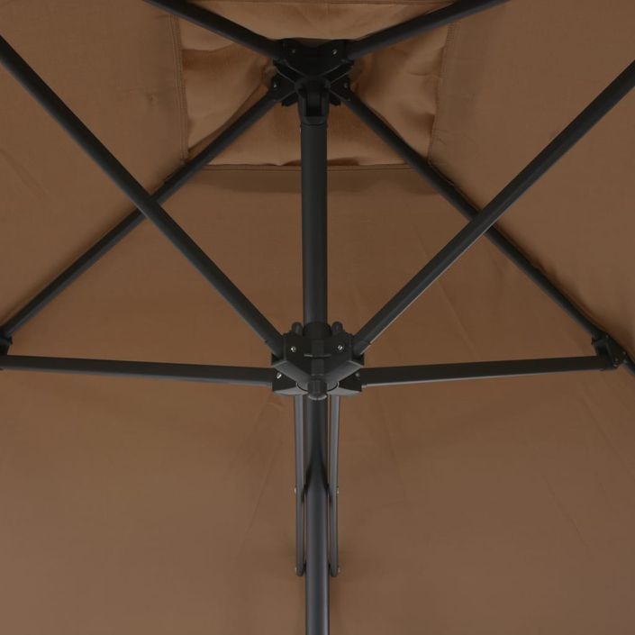 Parasol d'extérieur déporté avec poteau en acier 250 x 250 cm Taupe - Photo n°2