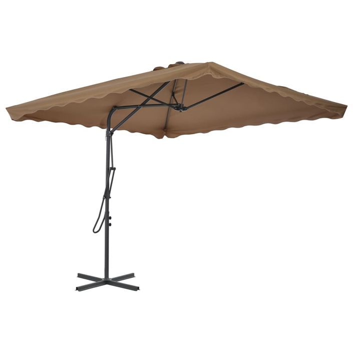 Parasol d'extérieur déporté avec poteau en acier 250 x 250 cm Taupe - Photo n°3