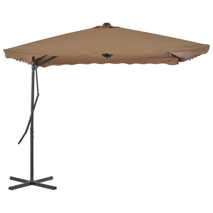 Parasol d'extérieur déporté avec poteau en acier 250 x 250 cm Taupe - Photo n°4