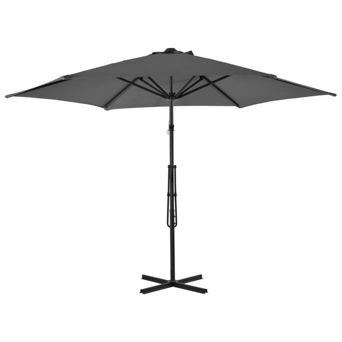 Parasol d'extérieur déporté avec poteau en acier 300 cm Anthracite - Photo n°4