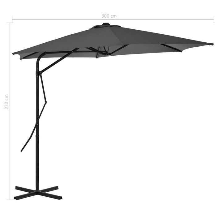 Parasol d'extérieur déporté avec poteau en acier 300 cm Anthracite - Photo n°7