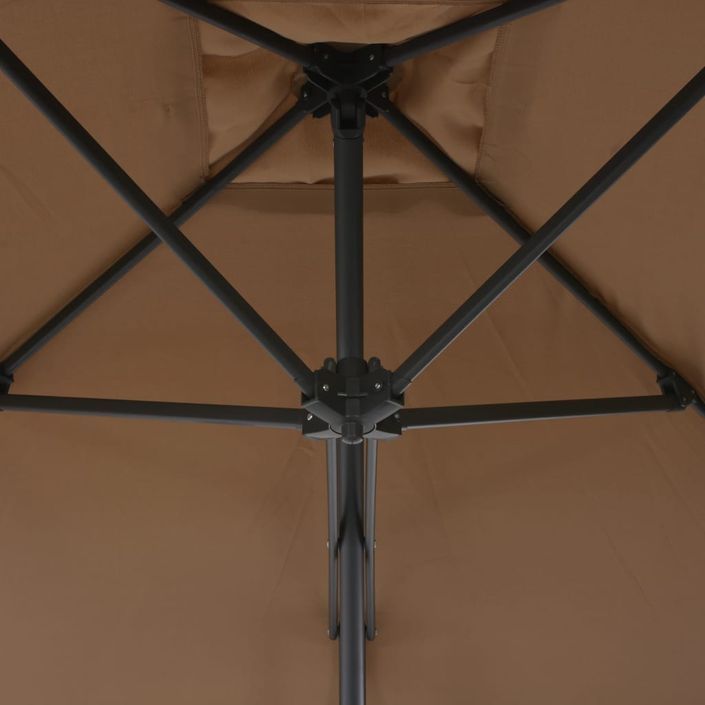 Parasol d'extérieur déporté avec poteau en acier 300 cm Taupe - Photo n°2