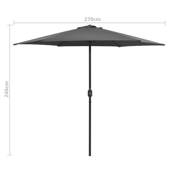 Parasol d'extérieur et mât en aluminium 270x246 cm Anthracite - Photo n°7