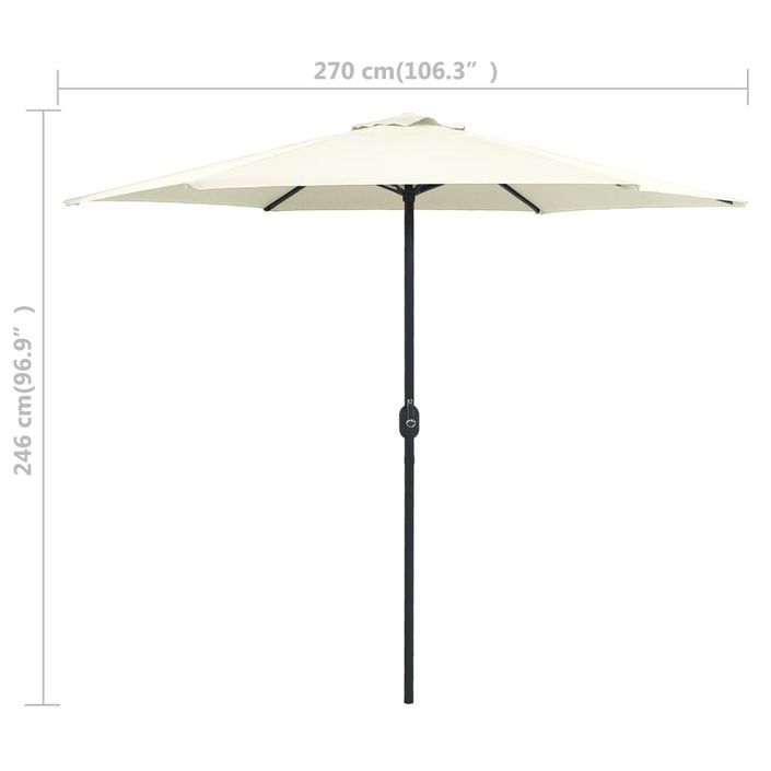 Parasol d'extérieur et mât en aluminium 270x246 cm Blanc sable - Photo n°6
