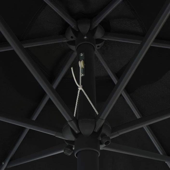 Parasol d'extérieur et mât en aluminium 270x246 cm Noir - Photo n°2