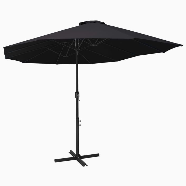 Parasol d'extérieur et poteau en aluminium 460 x 270 cm Noir - Photo n°1