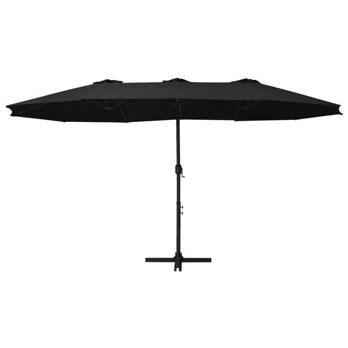 Parasol d'extérieur et poteau en aluminium 460 x 270 cm Noir - Photo n°4