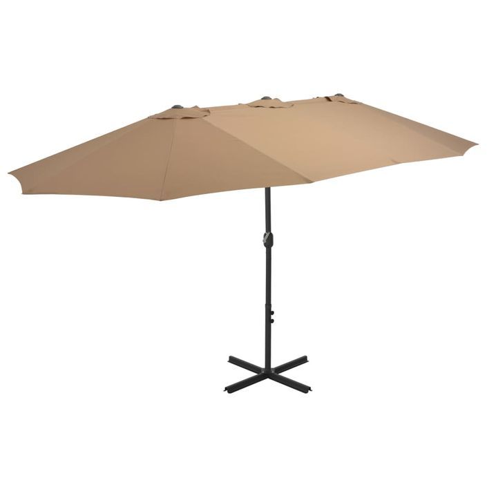 Parasol d'extérieur et poteau en aluminium 460 x 270 cm Taupe - Photo n°1