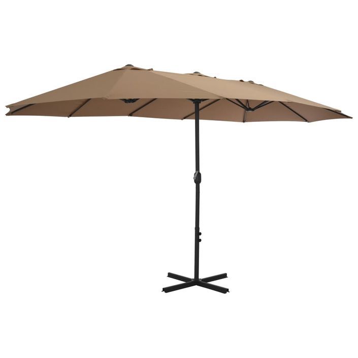 Parasol d'extérieur et poteau en aluminium 460 x 270 cm Taupe - Photo n°3