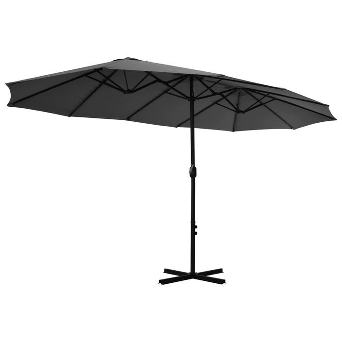 Parasol d'extérieur poteau en aluminium 460 x 270 cm anthracite - Photo n°5