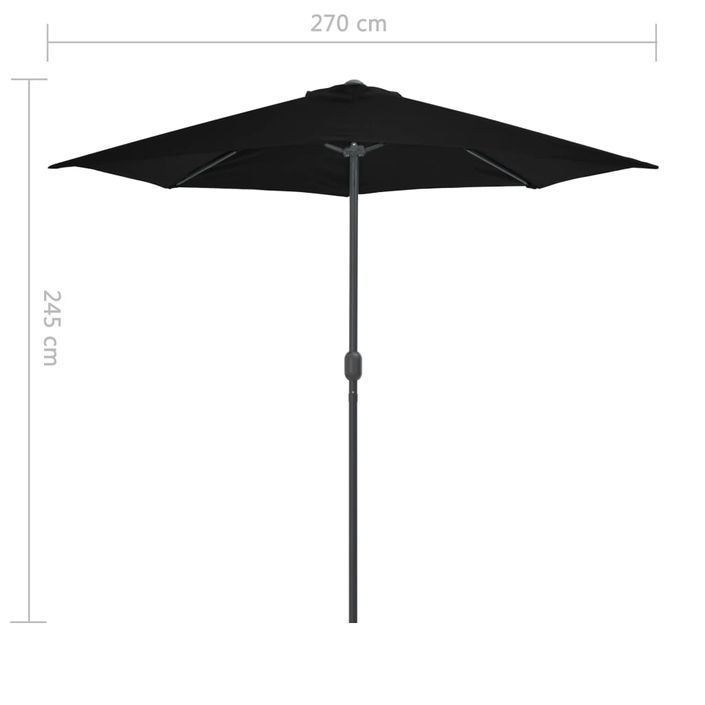 Parasol de balcon avec mât en aluminium Noir 270x135x245cm Demi - Photo n°8