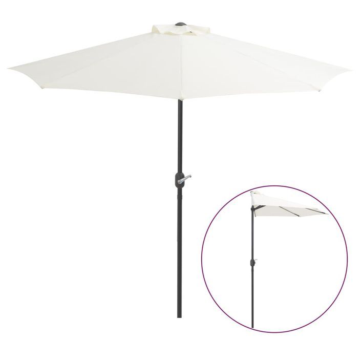 Parasol de balcon avec mât en aluminium Sable 270x135 cm Demi - Photo n°1