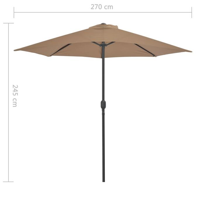 Parasol de balcon avec mât en aluminium Taupe 270x135 cm Demi - Photo n°8