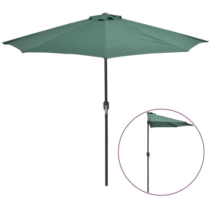 Parasol de balcon avec mât en aluminium Vert 270x135 cm Demi - Photo n°1