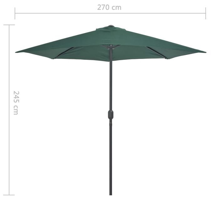 Parasol de balcon avec mât en aluminium Vert 270x135 cm Demi - Photo n°8