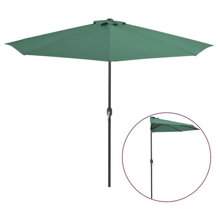 Parasol de balcon avec mât en aluminium Vert 300x150 cm Demi - Photo n°1