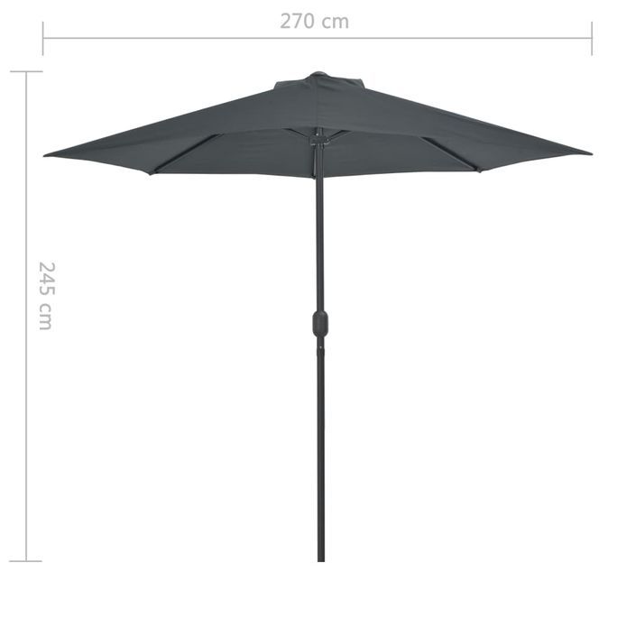 Parasol de balcon et mât en aluminium Anthracite 270x135cm Demi - Photo n°8