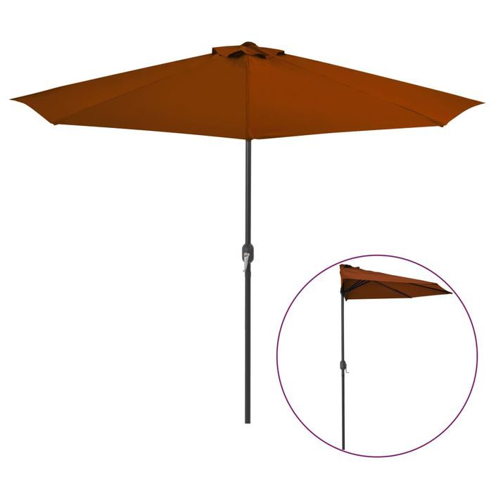 Parasol de balcon et mât en aluminium Terre cuite 300x150x253cm - Photo n°1