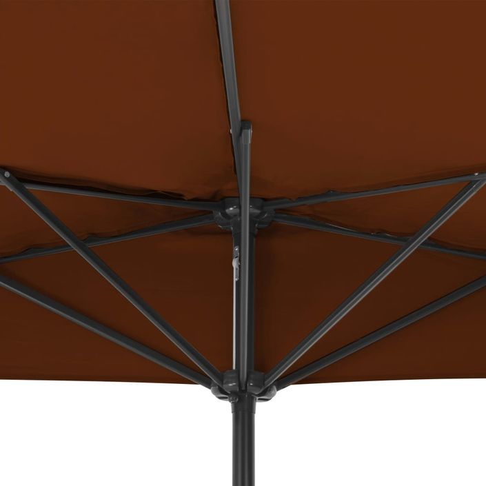 Parasol de balcon et mât en aluminium Terre cuite 300x150x253cm - Photo n°6