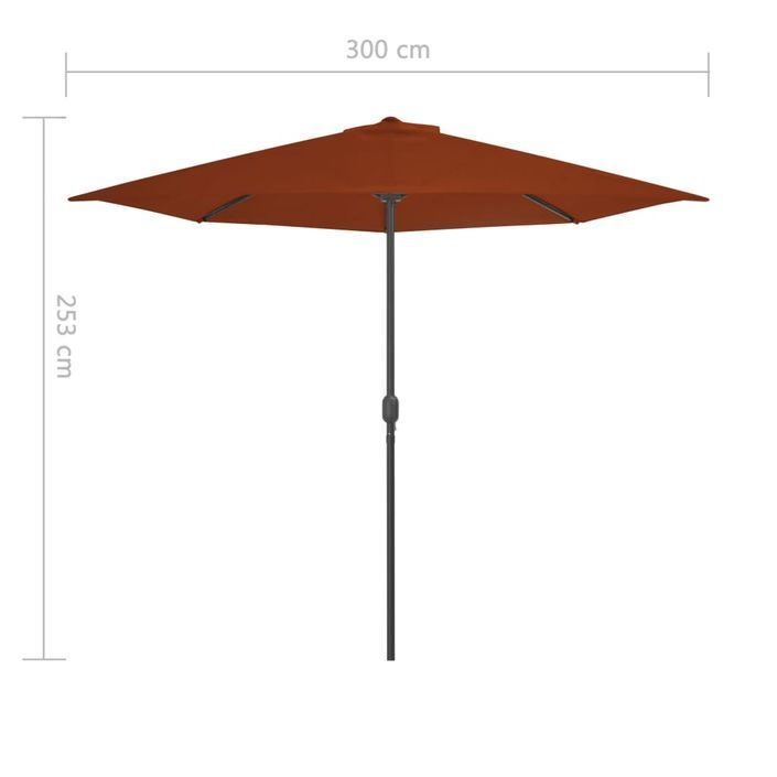 Parasol de balcon et mât en aluminium Terre cuite 300x150x253cm - Photo n°8