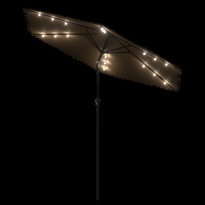 Parasol de jardin avec LED et mât en acier marron 223x223x231cm - Photo n°8