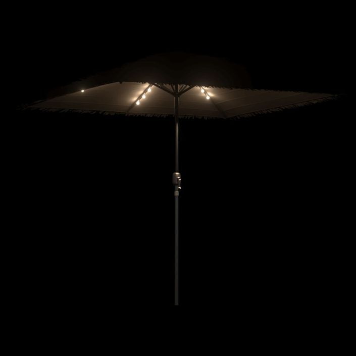 Parasol de jardin avec LED et mât en acier marron 248x248x248cm - Photo n°8