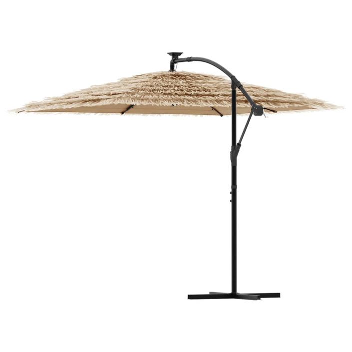 Parasol de jardin avec LED et mât en acier marron 269x269x235cm - Photo n°6